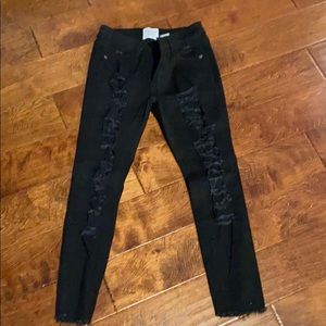 Black distressed jeans
